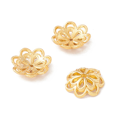 18k gold plated alloy CAP Flower 8x2.5mm 10 pack