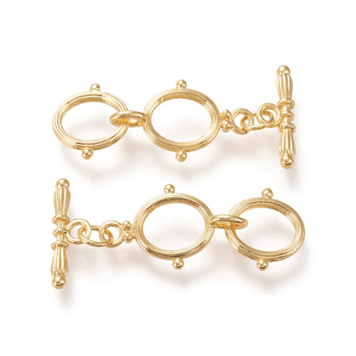 18k Gold Plated Brass toggle Clasp 12mm Ring 1 pack