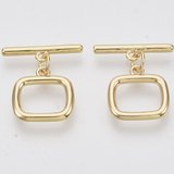18k Gold Plated Brass toggle Clasp Rectangle 14x12mm 2 pack-findings-Beadthemup
