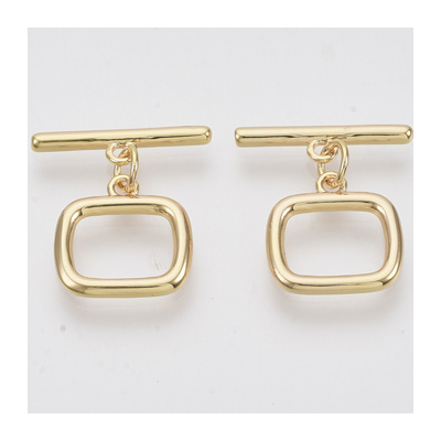 18k Gold Plated Brass toggle Clasp Rectangle 14x12mm 2 pack