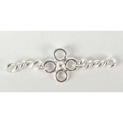 Sterling Silver Connecter 2xbar 4 ring 35mm 2 pack