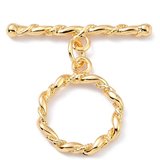 18k Gold Plated Brass toggle Clasp Twist ring  15mm 1 pack-findings-Beadthemup