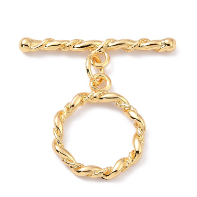 18k Gold Plated Brass toggle Clasp Twist ring  15mm 1 pack