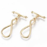 18k Gold Plated Brass toggle Clasp Twist w/Pin For 4.5-5mm Pearl BAR 15mm 2 pack-findings-Beadthemup