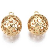 18k Gold Plated Brass pendant round 14mm + ring 2 pack-findings-Beadthemup