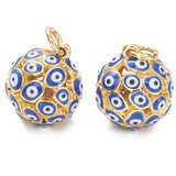 18k Gold Plated Brass Evil Eye pendant 13mm 1 pack-findings-Beadthemup