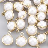 18k Gold Plated Brass 7mm Faux Pearl pendant 4 pack-findings-Beadthemup