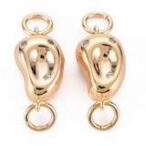 18k Gold Plated Brass CZ clasp magnetic 11x7mm plus rings 1 pack-findings-Beadthemup