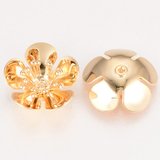 18k Gold Plated Brass Cap Flower 16mm 2 pack-findings-Beadthemup