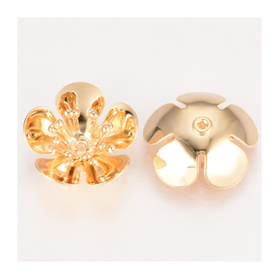 18k Gold Plated Brass Cap Flower 16mm 2 pack