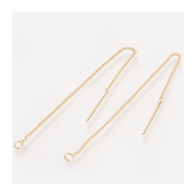 18k gold plated Ear threader s.silver pin 85x1mm 2 pair