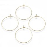 18k gold plated Beading Hoop Wine Glass Charm 35x0.7mm 2 pair-findings-Beadthemup