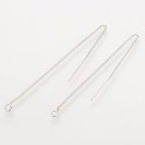 Platinum plated Ear threader s.silver pin 85x1mm 2 pair-findings-Beadthemup