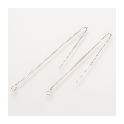 Platinum plated Ear threader s.silver pin 85x1mm 2 pair