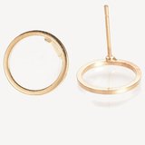 18k Gold plated Brass ring stud 12mm 1 pair with back-findings-Beadthemup