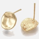 18k Gold plated Brass stud 11.5x10mm 1 pair with back-findings-Beadthemup