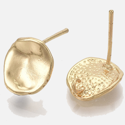 18k Gold plated Brass stud 11.5x10mm 1 pair with back