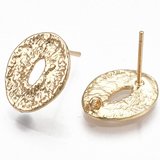 18k Gold plated Brass stud Oval 11x14mm 1 pair with back-findings-Beadthemup
