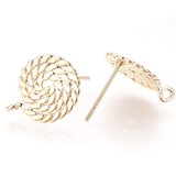 18k Gold plated Brass Swirl stud 12mm 1 pair with back-findings-Beadthemup