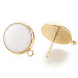 18k Gold plated Brass cream resin stud 14mm 1 pair with back-findings-Beadthemup