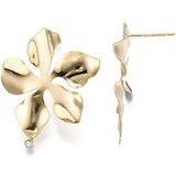 18k Gold plated Brass Flower stud 29x24mm 1 pair with back-findings-Beadthemup