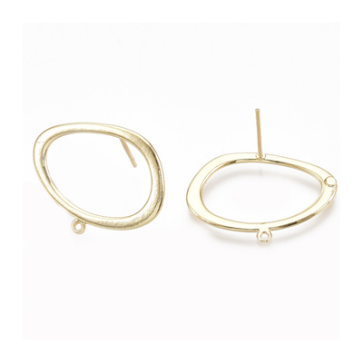 18k Gold plated Brass Hollow oval stud 17x23.5mm 1 pair with back