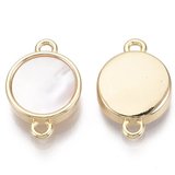 18k Gold plated Brass Mother of Pearl 10mm plus rings connector 2 pack-findings-Beadthemup