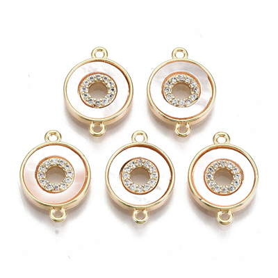 18k Gold plated Brass Mother of Pearl 15.5x11mm connector 2 pack