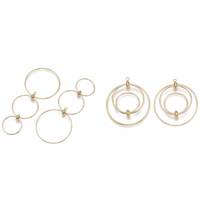 18k gold plated Brass Multi Circle Pendant 83.5x36mm 2 pack
