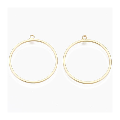 18k gold plated Brass 25mm Ring 2 loops Pendant 2 pack