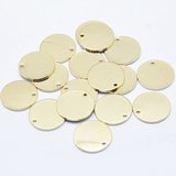 18k gold plated Brass Round Pendant 16mm 2 pack-findings-Beadthemup
