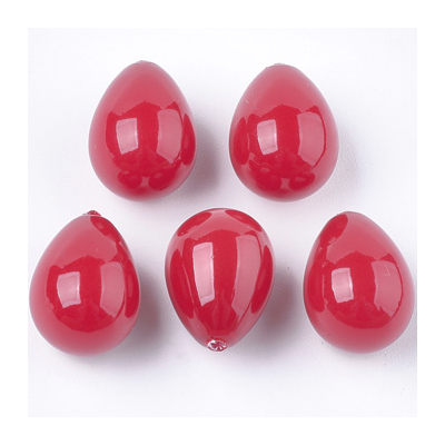 Faux Red Pearl half Drilled 10x13mm  PAIR