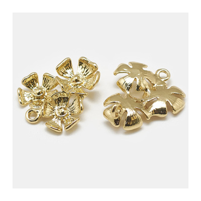 18k Gold plated Brass Flower Connector 18x16mm 2 pack