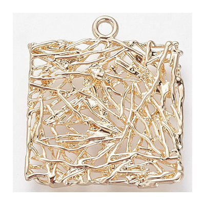 18k Gold plated Brass Square Pendant 23x19.5mm 2 pack