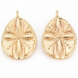 18k Gold plated Brass Teardrop flower Pendant 21x14mm 2 pack-findings-Beadthemup