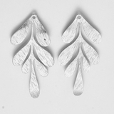 Rhodium plated Brass Leaf Pendant 62x27mm 2 pack-findings-Beadthemup