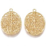 18k Gold plated Brass Oval Pendant 24x18mm 2 pack-findings-Beadthemup