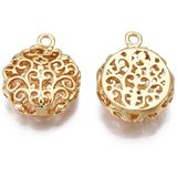 18k Gold plated Brass Flat Round Pendant 18x14mm 2 pack-findings-Beadthemup