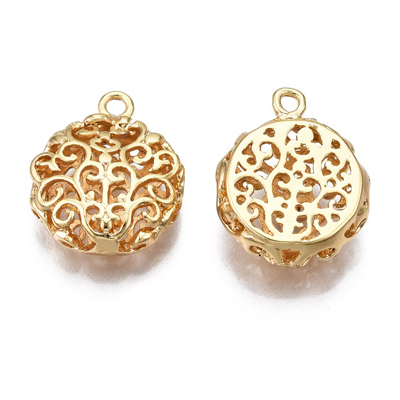 18k Gold plated Brass Flat Round Pendant 18x14mm 2 pack