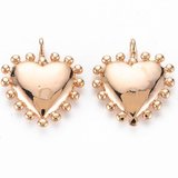 18k Gold plated Brass Heart Pendant 14x12mm 2 pack-findings-Beadthemup