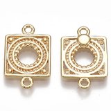 18k gold Plated Brass Square connector 17x11mm 2 pk-findings-Beadthemup