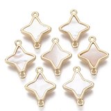 18k gold Plated Brass mother Of Pearl Star connector 18x13mm 2 pk-findings-Beadthemup