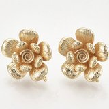 18k gold Plated Brass Flower Stud 23x21mm pair-findings-Beadthemup