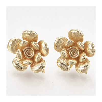 18k gold Plated Brass Flower Stud 23x21mm pair