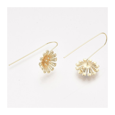 18k gold Plated Brass Flower Earwire 38x16mm pair