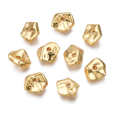 18k Gold Plated Brass Irregular rondel 9x7mm 2 pk