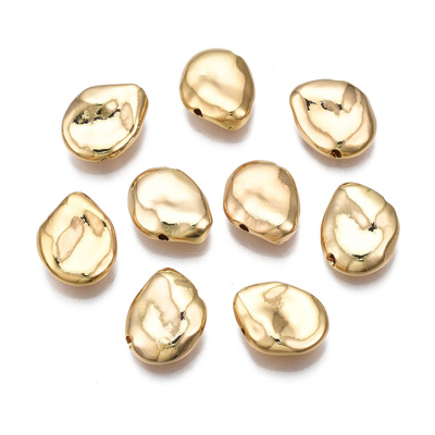 18k Gold Plated Brass Irregular oval bead 11x13mm 2 pk