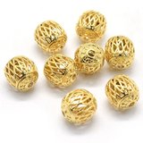 18k Gold Plated Brass woven oval bead 8.5x9.5mm 2 pk-findings-Beadthemup