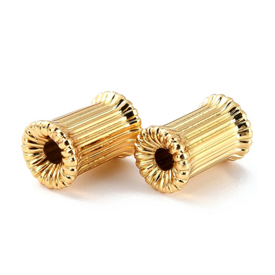 18k Gold Plated Brass fluted tube bead 9x6mm 2 pk