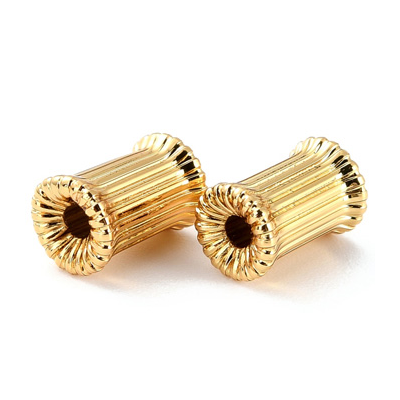 18k Gold Plated Brass fluted tube bead 9x6mm 2 pk